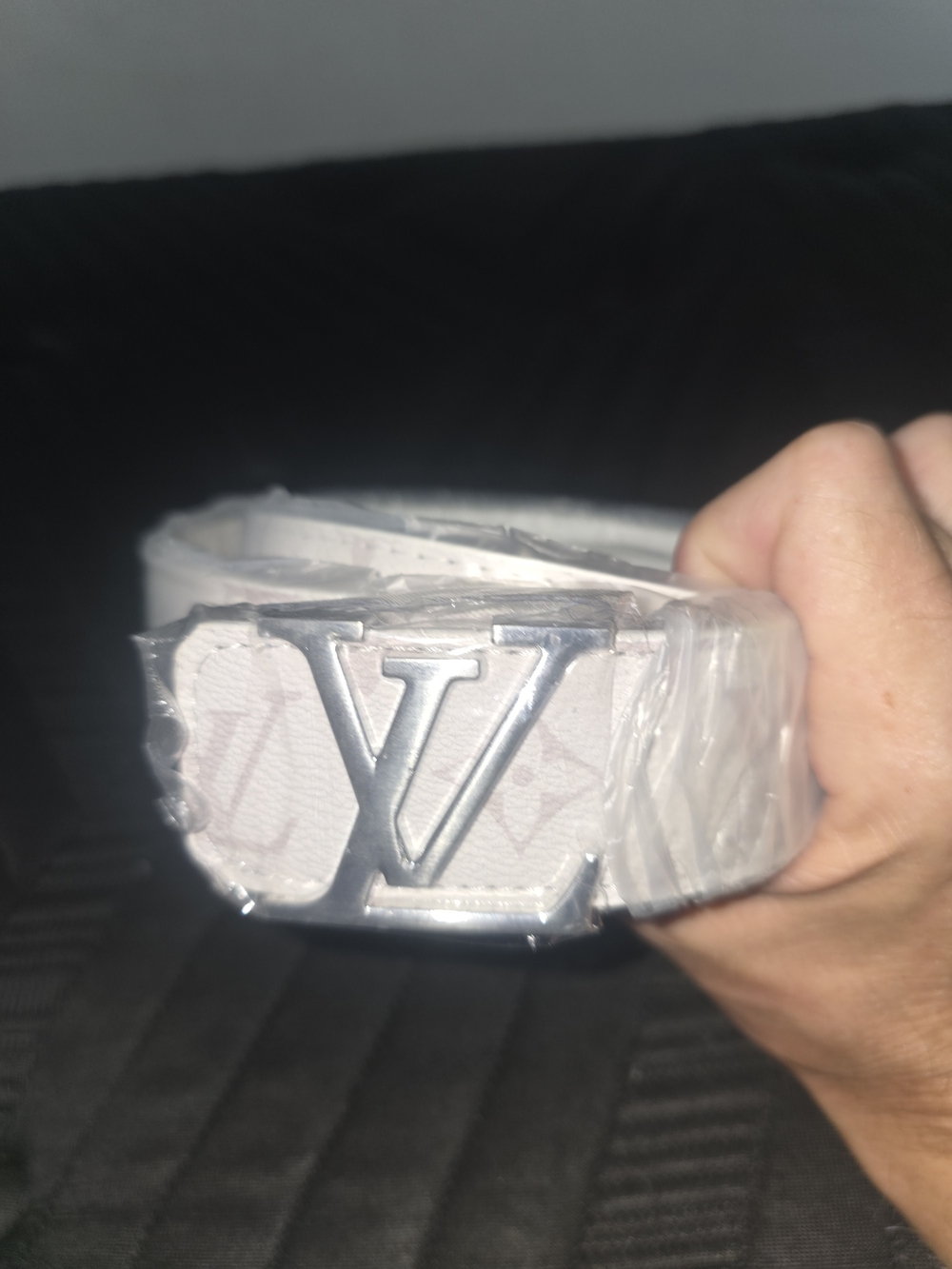 Louis Vuitton White Monogram LV Buckle Belt